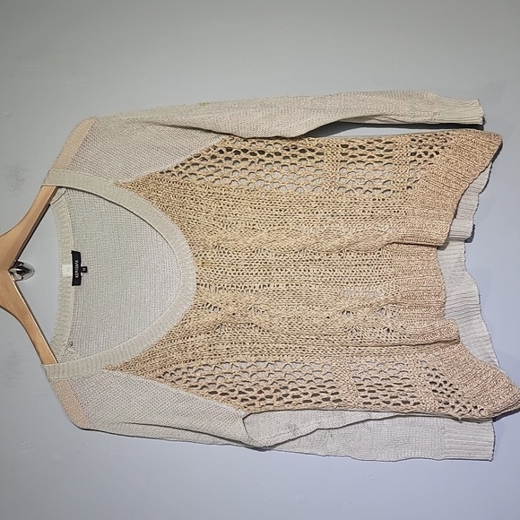 Kerisma Bohemian Woven Tan Long Sleeve Sweater - Picture 1 of 7